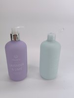 Bouteille soufflée en PE de 400 ml, toucher doux, pour lotion, shampoing, gel douche, soin des cheveux