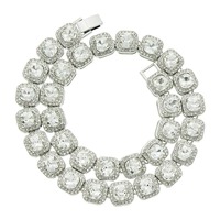 Kalung Rantai Tenis Mewah RQ 2068 Fashion Batu Putih CZ Persegi AAA Zirconia Perhiasan Rapper