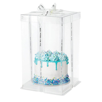 Boîte à gâteau carrée transparente en PVC plastique personnalisée, boîte cadeau transparente pour gâteau d'anniversaire