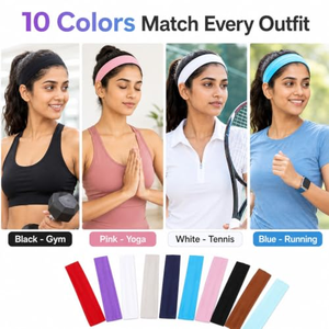 Bandeaux de sport noirs personnalisés en gros avec logo brodé, accessoires pour cheveux pour le sport, la mode et le maquillage, bandeaux pour femmes - Product Image 3