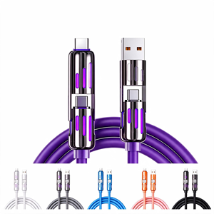 สาย USB แบบหมุนได้ 4 in 1 หัวคู่ รองรับการชาร์จเร็ว 240W PD สายดาต้าอเนกประสงค์สำหรับโทรศัพท์ แท็บเล็ต แล็ปท็อป - Product Image 2