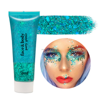 Gel scintillant irisé longue durée pour le corps, maquillage scintillant pour cheveux et visage 50ml, paillettes holographiques épaisses, accessoires de rave pour chanteurs