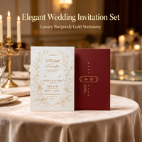 Kit d'invitation de mariage de luxe en typographie avec papier coton, menu estampé à chaud, cartes de réponse et cartes 'Save the Date'