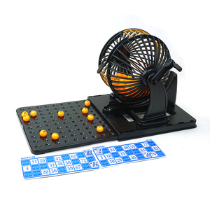 Machine de loterie de <span class=keywords><strong>bingo</strong></span> noir en plastique de qualité supérieure complète avec boules et cartes pour jeu de fête en famille - Product Image 1