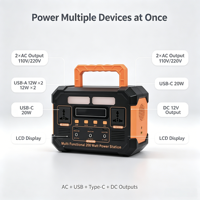 Station d'alimentation de secours 200W 192Wh avec sorties AC/USB-C/DC pour les pannes de courant à domicile, le camping, les voyages