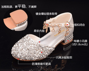 Kinderen Kristallen Hoge Hakken Nieuwe Stijl Meisjes Kristallen Prinsessen Schoenen Basisschool Kindermode Leren Schoenen - Product Image 5