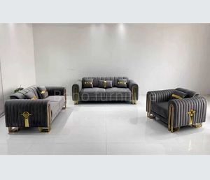 Luxury Velvet <b>Sofa</b> with Gold Stainless Steel Leg 123 Seat Living Room Leisure Chair for Home <b>Hotel</b> Villa for Apartment Use - Product Image 2