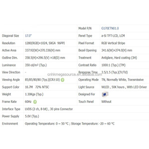 AUO G170ETN01.0 17 pulgadas 1280*1024 nuevo Original One Stop Shopping BOM PCB PCBA en Stock - Product Image 3