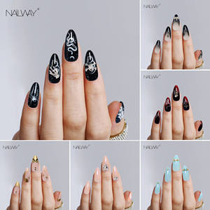 24 Stuks Goud Franse Tip Pers Op Nagels Amandel Nep Nagels Ster Volledige Cover Franse Goud Kunstnagels Decoratie Voor Vrouwen - Product Image 6