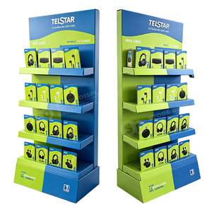 Présentoir de sol en carton personnalisé pour club de distribution, avec porte-cartes de <span class=keywords><strong>produits</strong></span> pour accessoires numériques - Product Image 1