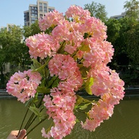 Hydrangeas artificiels en soie à 4 têtes, couleurs automnales, en stock chez les fabricants, pour décoration intérieure et mariage, technique de simulation