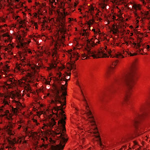 Großhandel <span class=keywords><strong>nigerian</strong></span> ischen Brautkleid Hochzeits feier Kleid elastische Stickerei Red Velvet Pailletten Stoff - Product Image 2