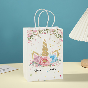 Sacs en papier pour cadeaux et friandises de fête licorne, décorations pour fête d'anniversaire, cadeaux pour fête sur le thème des animaux - Product Image 2