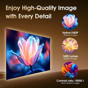 Dazzler HY320 Mini 4K Proyector portátil 380 Ansi Lumens Pantalla inalámbrica <span class=keywords><strong>Mirroring</strong></span> para Switch Gaming & Outdoor Movie Night - Product Image 4