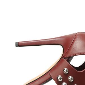 Sandali da <span class=keywords><strong>donna</strong></span> Moncheer sexy con tacco a spillo, stile gladiatore, alti fino al ginocchio, con punta aperta, borchie e cinturini con fibbia, antiscivolo, per danza a piedi nudi - Product Image 6