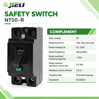 Sakelar Pengaman Hitam JIELI AC 230V Miniature Circuit Breaker 10A 16A 25A 32A Bersertifikasi IEC Pelindung Beban Berlebih 2P 1.5KA 50/60Hz