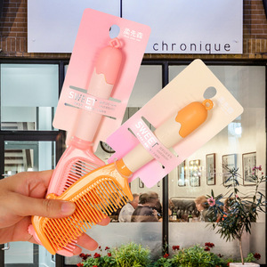 Peigne à cheveux doux en plastique couleur macaron, antistatique, grand format, pour voyage - Product Image 4