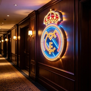 Luz LED de Neón con el Logotipo del Real <span class=keywords><strong>Madrid</strong></span>, Personalizable, para Fanáticos del Deporte, Dormitorio/Sala de Juegos/Cafetería/Escuelas/Edificios, Multicolor - Product Image 4