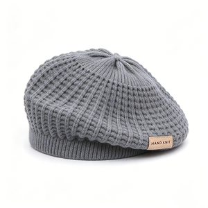 Gorro de Boina Tejido a Mano con Crochet Calado, 100% Acrílico, Color Sólido, 56-58CM, para Uso Casual en Primavera y Otoño - Product Image 4
