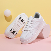 Chaussures de patin à roulettes rétractables quatre chaussures décontractées à 4 roues pour jeune garçon et fille