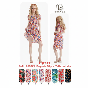 Abito Casual Dolado con Stampa Floreale da Donna, Mini Abito Estivo a Trapezio con Maniche a Cappuccio, Scollo a O, Traspirante, Vestibilità Ampia, Vita Elasticizzata - Product Image 1