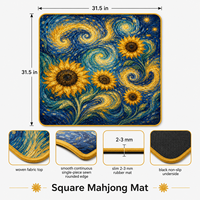Tapis de Mahjong Américain Original Luxe Tournesol, Tapis de Mahjong Personnalisé en Néoprène Inodore, Nappe de 31,5 Pouces, DDP USA
