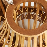 Lanterne en rotin tressé, porte-bougie en bambou avec poignée en corde de chanvre, utilisation intérieure et extérieure, lanterne en bois pour la décoration de la maison