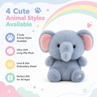 Lot de jouets en peluche mignons en gros : Éléphant, Canard, Lapin, Chat – Super doux, à poils longs, en coton PP, anti-stress, pour anniversaire