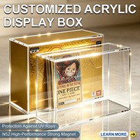 Boîtier de présentation magnétique en acrylique ETB transparent horizontal monobloc pour boîte de boosters TCG, résistant aux UV, anti-poussière, empilable, épaisseur 5 mm