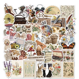 Lot de 50 autocollants vintage pour scrapbooking, autocollants esthétiques rétro pour <span class=keywords><strong>journal</strong></span>, carnet, bouteille <span class=keywords><strong>d</strong></span>'eau, autocollants <span class=keywords><strong>d</strong></span>écoratifs - Product Image 1