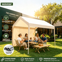 Abri extérieur 3x3 m avec structure en acier renforcé, stand d'exposition à côtés ouverts, fournisseur en gros pour cour et pelouse