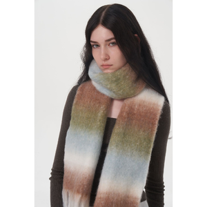 Écharpe en <span class=keywords><strong>mohair</strong></span> <span class=keywords><strong>de</strong></span> luxe légère au design original pour femmes, nouvelle collection hiver, couleur unie, dégradé, cache-cou en laine - Product Image 6