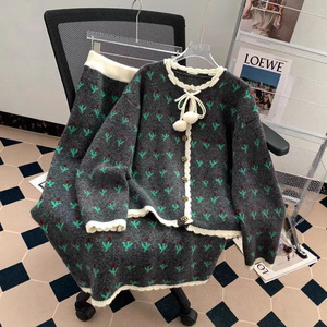 Dalang Knitwear Factory Korean Style Sweater Dress Two Piece Set Autumn Winter Women 2025 New Age Reducing Knitwear - Product Image 1