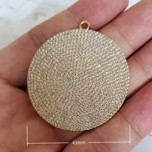 CZ6879 liontin anjing beraspal penuh CZ putih 43mm lingkaran emas mawar besar dengan liontin cakram zirkonia kubik & jimat - Product Image 2