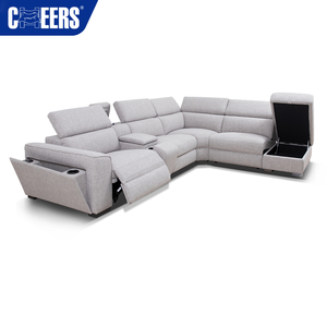 MANWAH-sofá seccional eléctrico de Tela Gris, sillón Reclinable con otomana y reposacabezas ajustable - Product Image 5