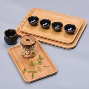 Custom Size Bamboo Service Tray Factory Oem Restaurant Food Fruit Wooden Holder Tea Bamboo Tray