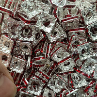 Perles entretoises carrées en métal cristal de 10 mm à grand trou, multicolores, pour la fabrication artisanale de bijoux DIY, accessoires pour anneaux et colliers de perles