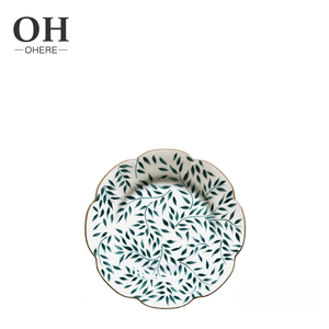 Il nuovo design <span class=keywords><strong>piatti</strong></span> in ceramica piccole foglie verdi semplice piatto di insalata di frutta domestica creativo occidentale sottopiatti matrimonio - Product Image 4