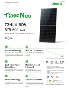 แผงสองด้านแบบครึ่งเซลล์ชนิด N-620W สำหรับ585โซลาร์เซลล์ - Product Image 2