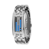 Jam Tangan Pria Tahan Air 30m Lava Wristwatch Lampu LED Dua Baris Jam Tangan Elektronik Baja Binari Olahraga Pria YuSa385