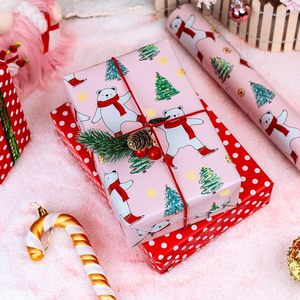 Kids Christmas <b>Wrapping</b> <b>Paper</b> Reversible Pink Bears Trees Design 17 In X 32.8 Ft Gift Craft Recyclable - Product Image 3