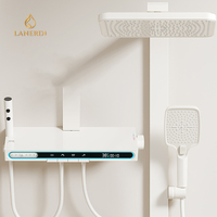 Système de douche à effet pluie intelligent Ensemble de douche thermostatique noir à inverseur à 5 voies avec jets corporels Robinet de douche exposé Salle de bains