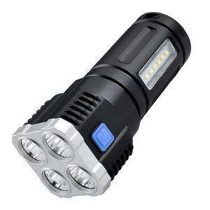 Lampe torche portable d'extérieur transfrontalière à quatre cœurs, haute puissance, avec éclairage latéral COB rechargeable pour usage domestique, éclairage portable. - Product Image 1