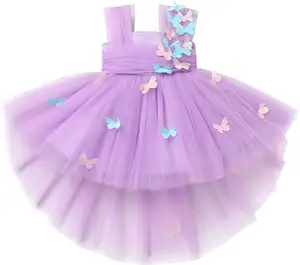 Best Quality Customized Dresses Sleeveless With Butterfly Summer Tutu Flower Girls' Dresses