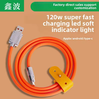 Kabel Pengisian Cepat JINYU Kualitas Unggul 120W-1 3A Konduktor Tembaga Murni Selubung Silikon iPhone Transmisi Daya Efisien