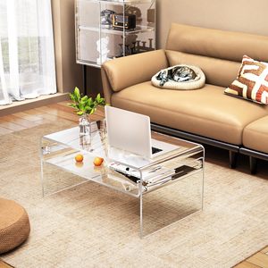 Fabrik-Großhandel Transparenter Acryl-Couchtisch Rechteckiges Lucite Offenes Aufbewahrungsregal für Wohnzimmer-Möbel - Product Image 1