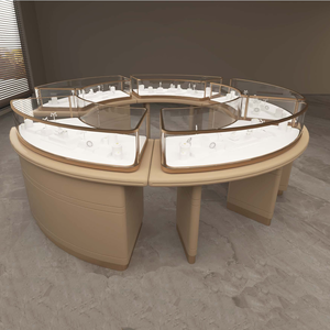 Tempered Glass đồ trang sức bằng gỗ Rack hiển thị với <span class=keywords><strong>LED</strong></span> chiếu sáng thời trang đồ trang sức Showcase cửa hàng thiết kế không thể phá vỡ - Product Image 3