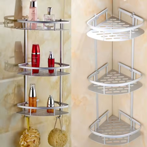 1/2/3 couches triangulaire coin organisateur étagères <span class=keywords><strong>mural</strong></span> en aluminium cuisine salle de bain shampooing cosmétique organisateur support - Product Image 2