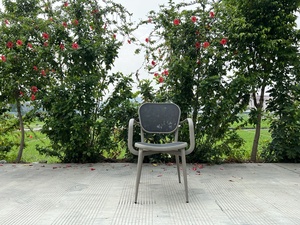 Newest Outside French Rattan Bistro <b>Chair</b> Outdoor <b>Dining</b> Furniture Custom Bistro Pe Rattan Textile Garden Cafe <b>Chair</b> - Product Image 4