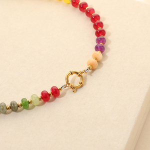 Handmade Natural Stone Beaded Choker <strong>Necklace</strong> for Women <strong>Boho</strong> Colorful Beads Bracelet <strong>Necklace</strong> Summer Beach Jewelry Gift - Product Image 4